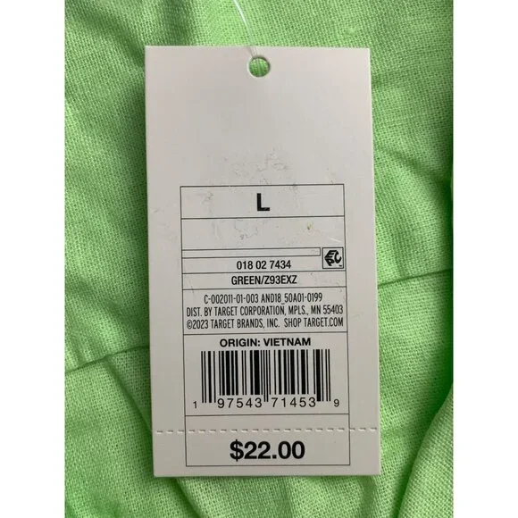 A New Day Womens Lime Green Button-Up Collared Short Sleeve Shirt Size Large - Picture 6 of 7